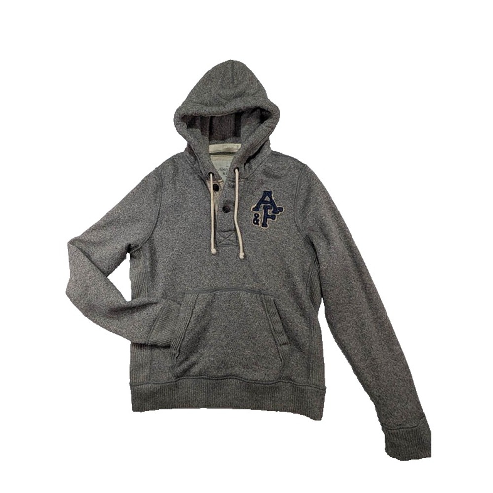 Abercrombie & Fitch Hoodie Mens XXL Gray Y2K Heritage Prep Tumblr Era Campus